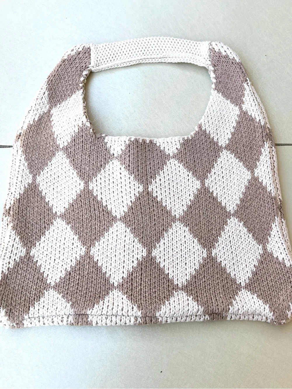 Kopari Limited Edition Checkered Knit Cream and Tan